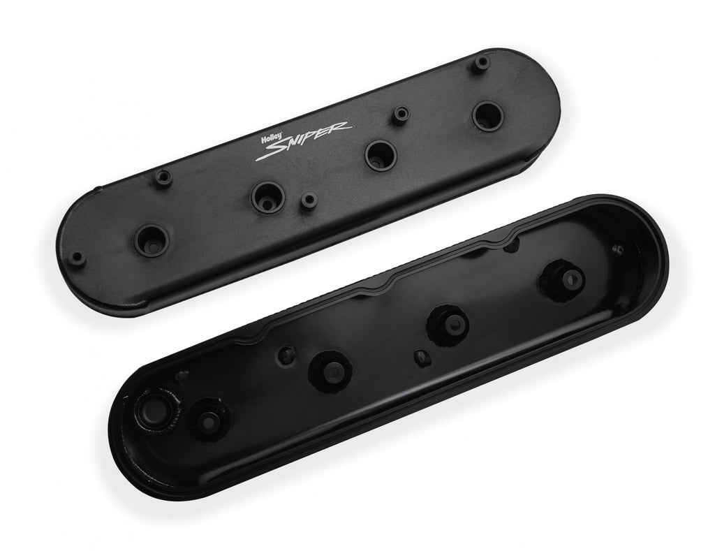 Valve Cover Fabricated Aluminum GM Ls Engines Satin Black GM Gen Iii/Iv Ls Engines Oem Ls Coil Stands Holley Logo Tig Welded Sniper EFI