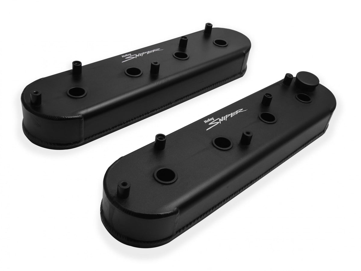 Valve Cover Fabricated Aluminum GM Ls Engines Satin Black GM Gen Iii/Iv Ls Engines Oem Ls Coil Stands Holley Logo Tig Welded Sniper EFI