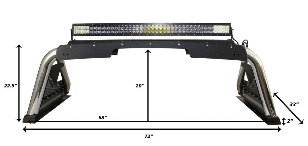 Sport Bar 2.0 with Power Actuated Retractable Light Mount Polished Stainless Steel 2007-2021 Toyota Tundra 2009-2026 Dodge Ram 1500/2500/3500 Go Rhino