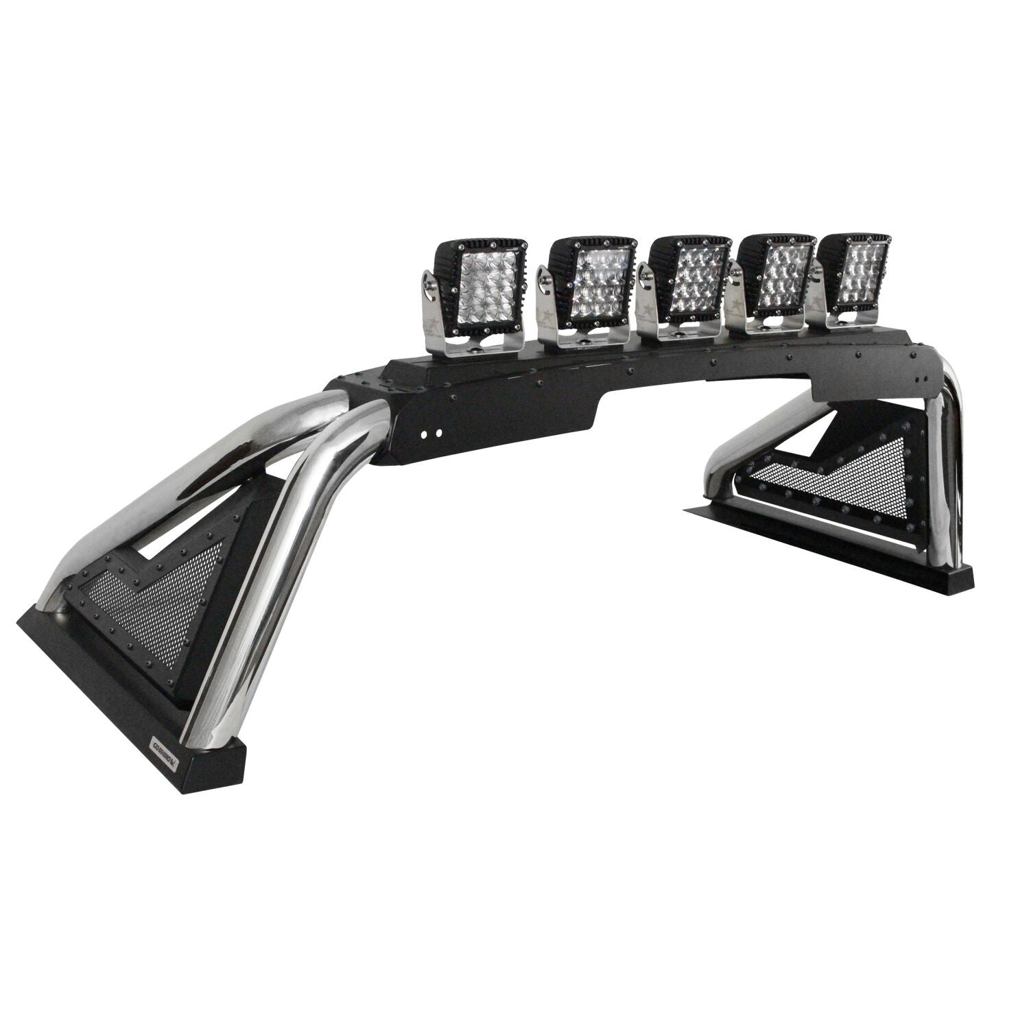 Sport Bar 2.0 with Power Actuated Retractable Light Mount Polished Stainless Steel For 2019-2026 Silverado/Sierra 1500 Go Rhino