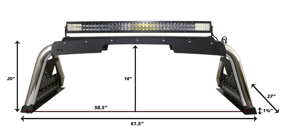 Sport Bar 2.0 with Power Actuated Retractable Light Mount Polished Stainless Steel 2015-2026 Colorado/Canyon 2016-2026 Toyota Tacoma Go Rhino