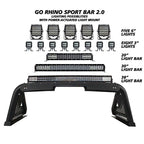 Sport Bar 2.0 with Power Actuated Retractable Light Mount Polished Stainless Steel 2019-2026 Ram 1500 2020-2026 Silverado/Sierra 2500 HD Go Rhino
