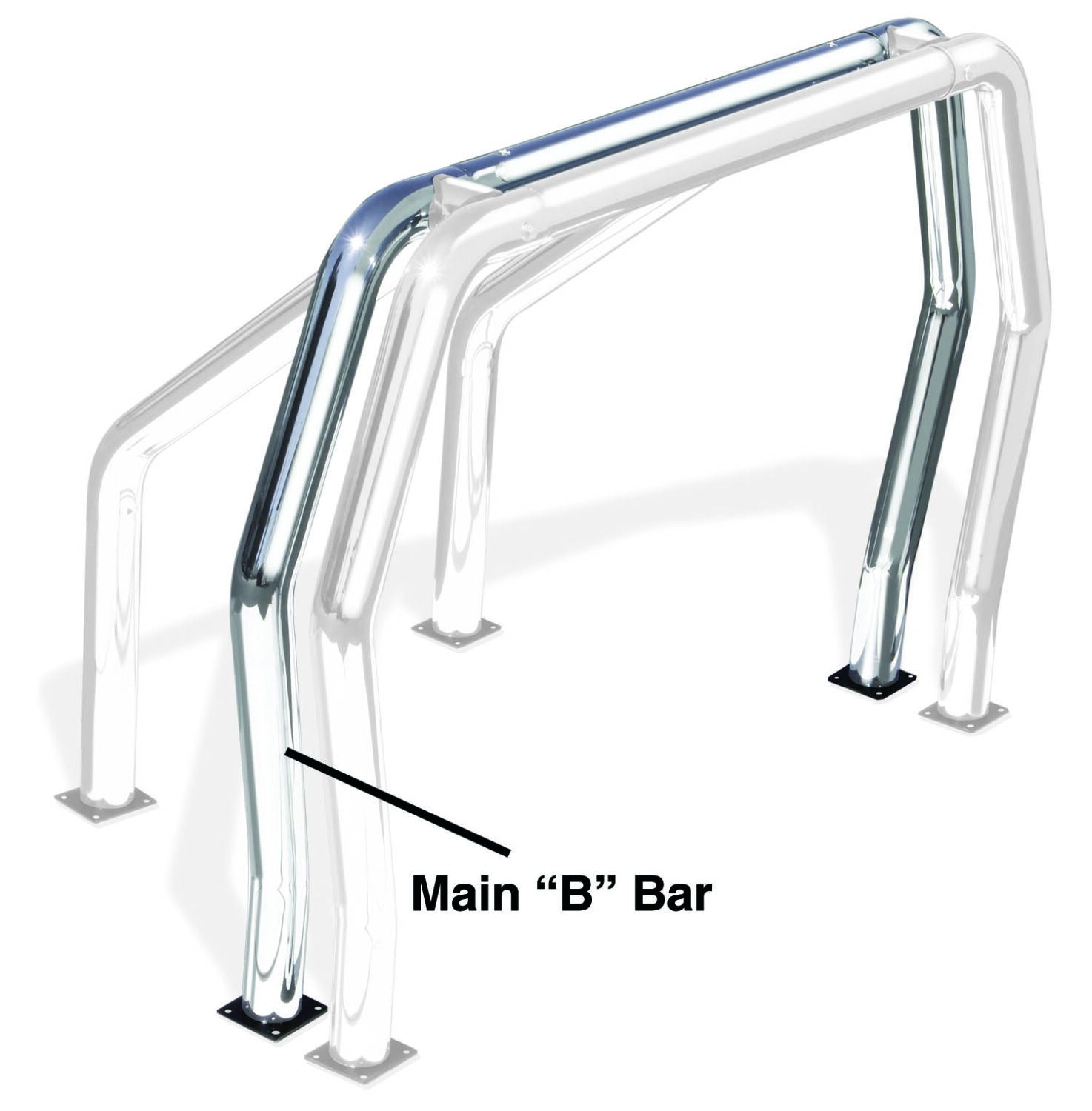 Bed Bar Component B Main Bar Polished Stainless Steel 1987-2004 Dodge Dakota Go Rhino