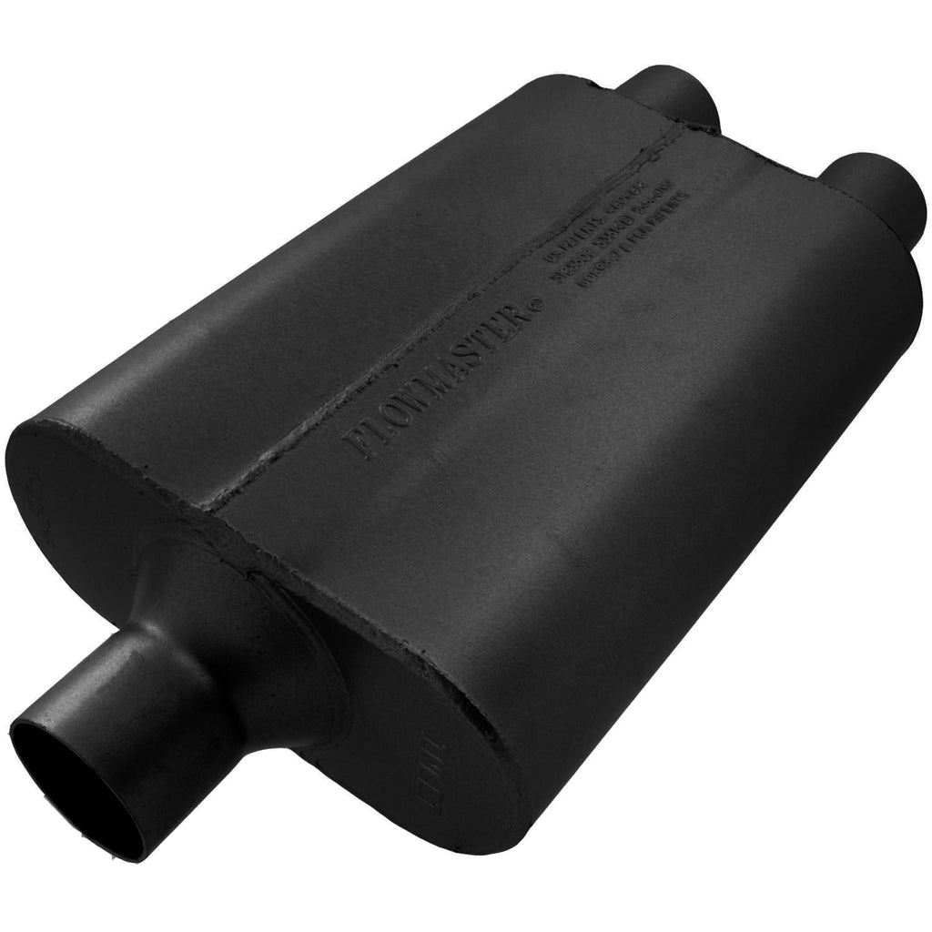 40 Series Delta Flow Chambered Muffler 40 Delta Flow 2.25 Center In 2.25 Dual Out Aggressive Sound Flowmaster