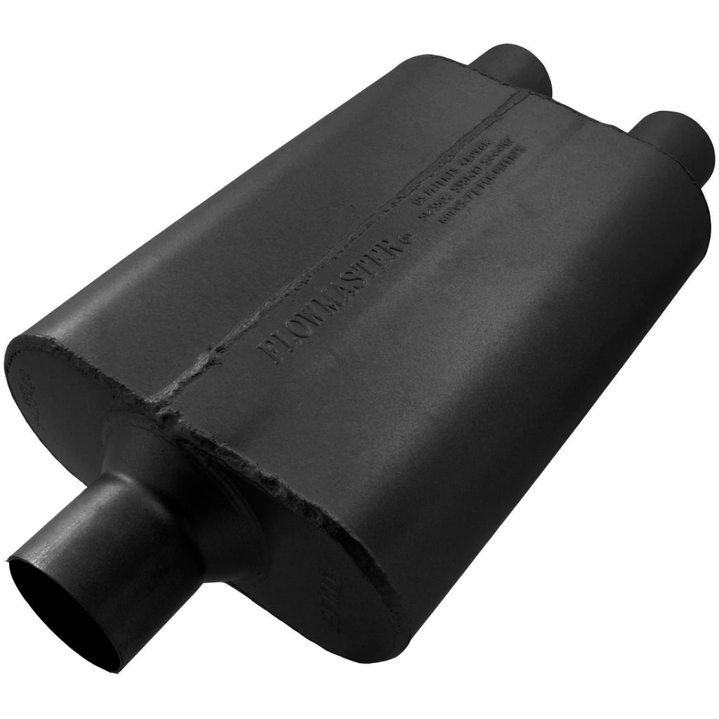 40 Series Delta Flow Chambered Muffler 40 Delta Flow 2.50 Center In 2.25 Dual Out Aggressive Sound Flowmaster