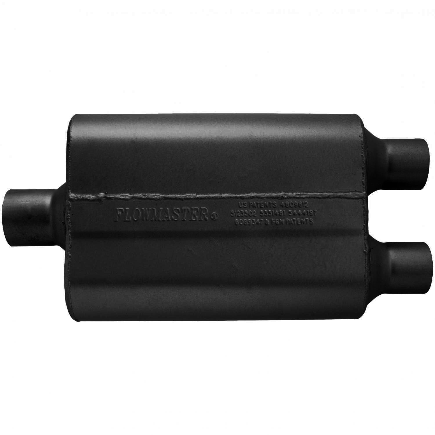 40 Series Delta Flow Chambered Muffler 40 Delta Flow 2.50 Center In 2.25 Dual Out Aggressive Sound Flowmaster