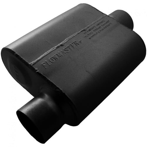 10 Series Delta Force Race Muffler 10 Series Race Muffler 3.00 Offset In 3.00 Center Out Aggressive Sound Flowmaster