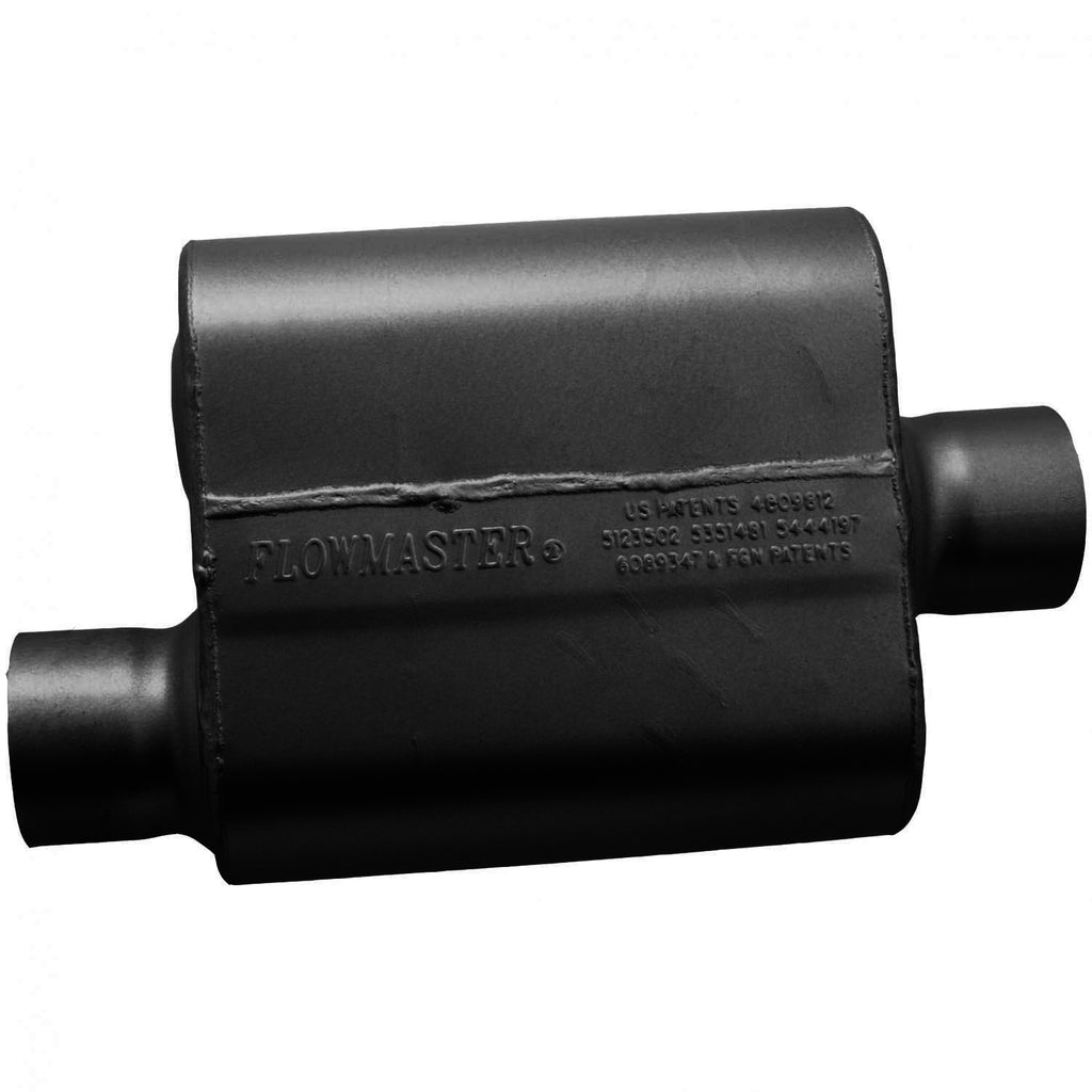 10 Series Delta Force Race Muffler 10 Series Race Muffler 3.00 Offset In 3.00 Center Out Aggressive Sound Flowmaster