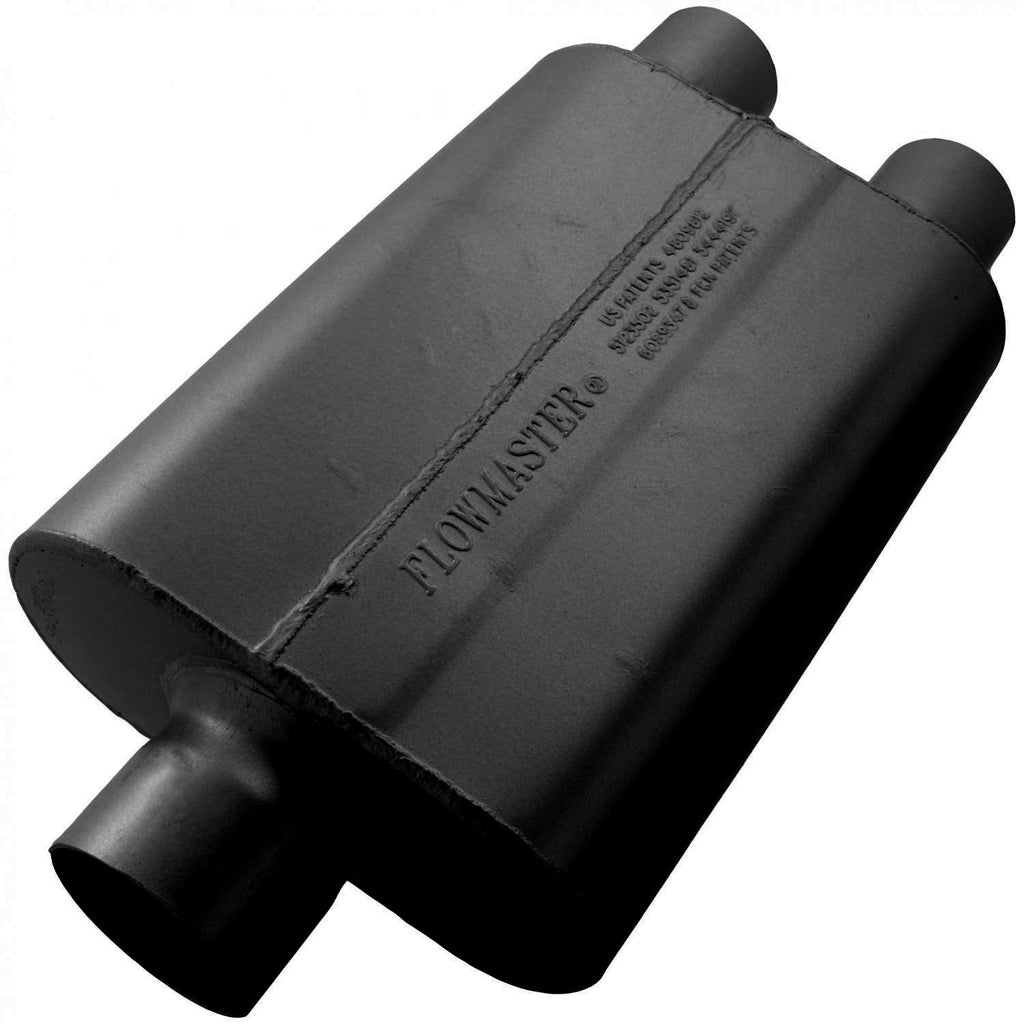 40 Series Delta Flow Chambered Muffler 40 Delta Flow 3.00 Center In 2.50 Dual Out Aggressive Sound Flowmaster