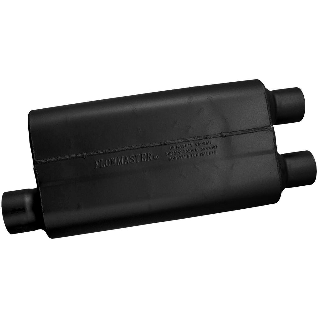 50 Series Delta Flow Chambered Muffler 50 Delta Flow 3.00 Offset In 2.50 Dual Out Moderate Sound Flowmaster
