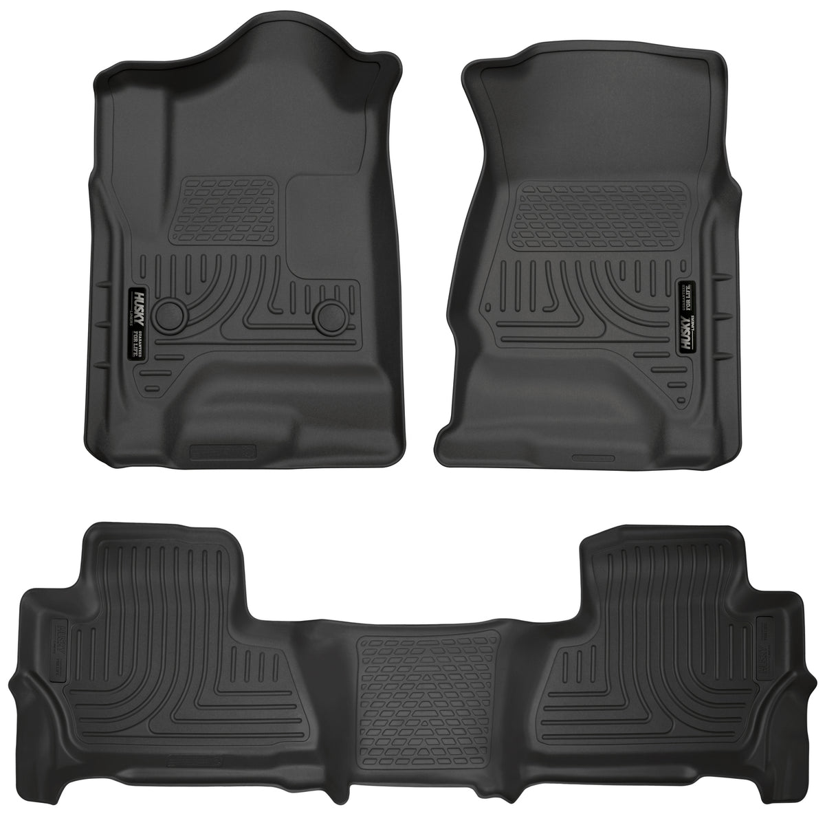 Weatherbeater Front & 2nd Seat Floor Liners For 2015-2020 Suburban, Yukon XL Black Husky Liners