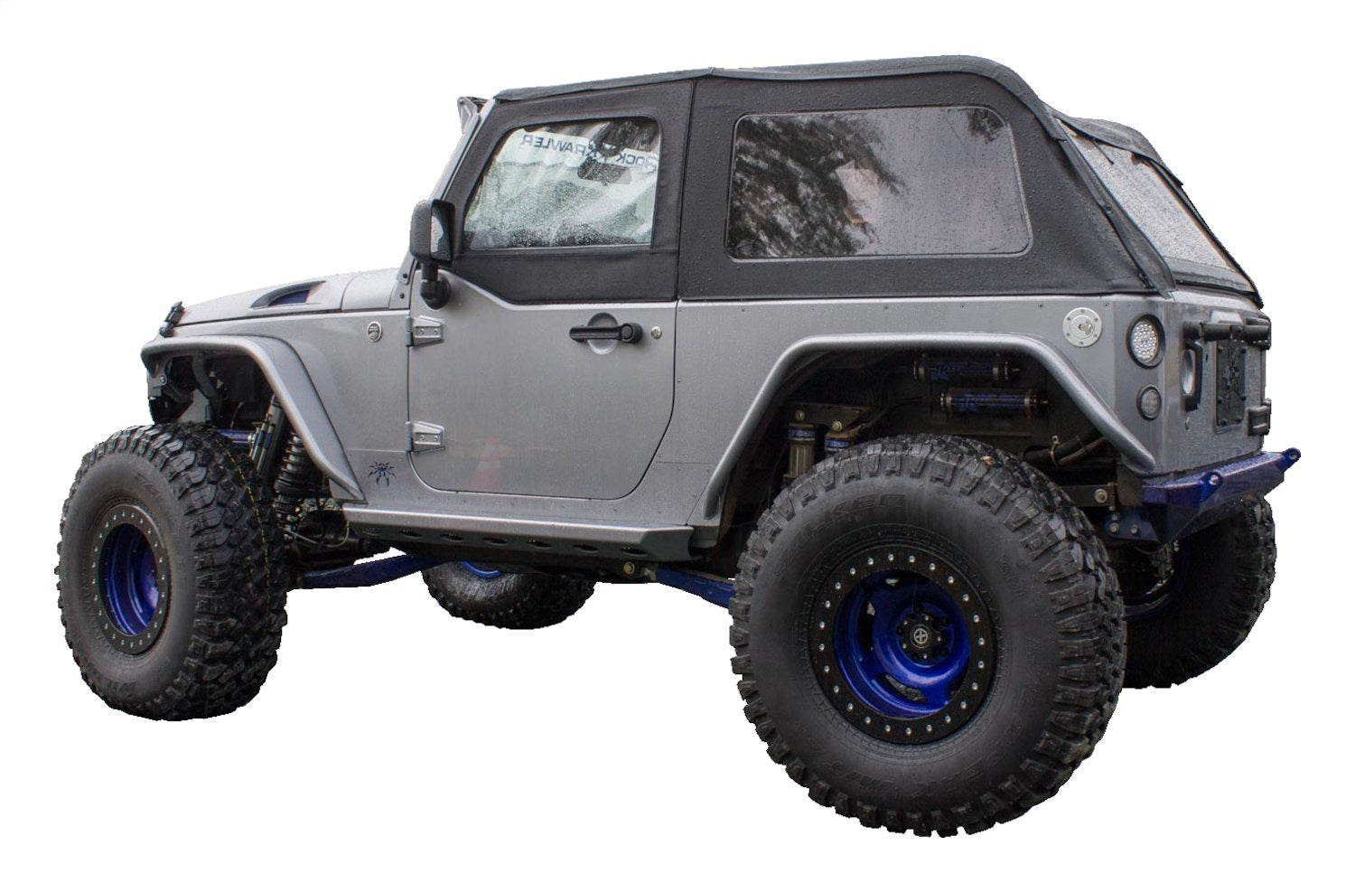 Black Sailcloth Bowless Soft Top w/ Tinted Windows for JK Wrangler w/ 2 Door RT Off Road