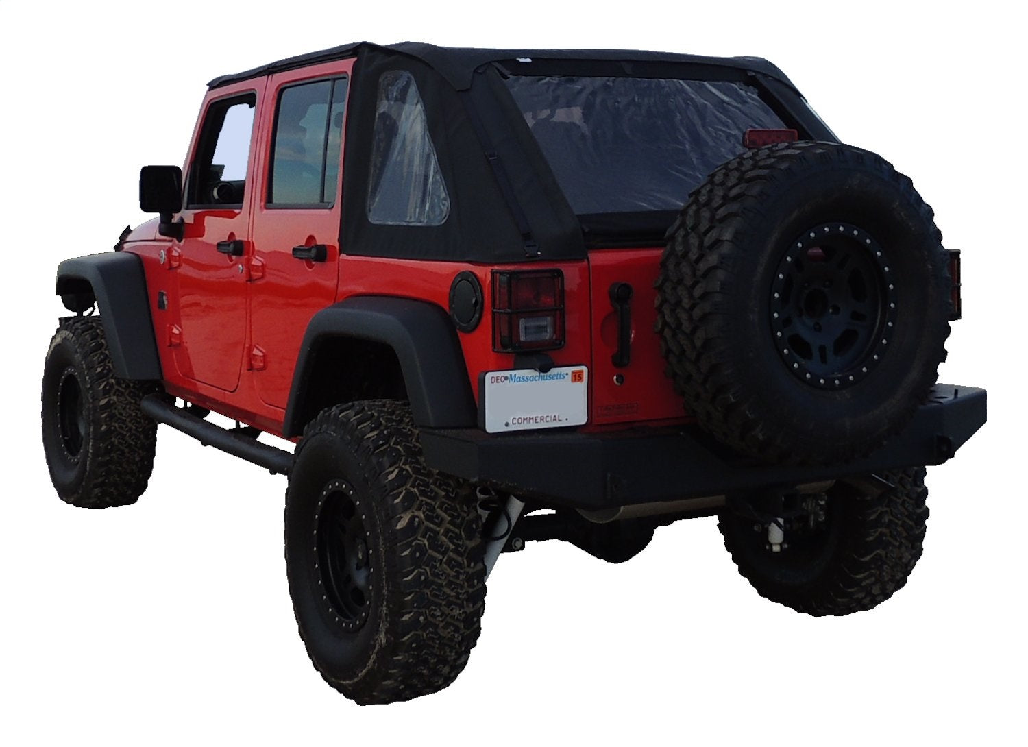 Black Sailcloth Bowless Soft Top w/ Tinted Windows for JK Wrangler w/ 4 Door RT Off Road