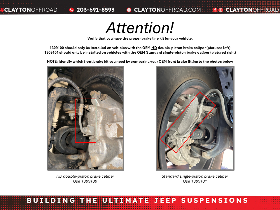 Jeep HD Front Brake Lines 2018+ JL/JT Clayton Off Road
