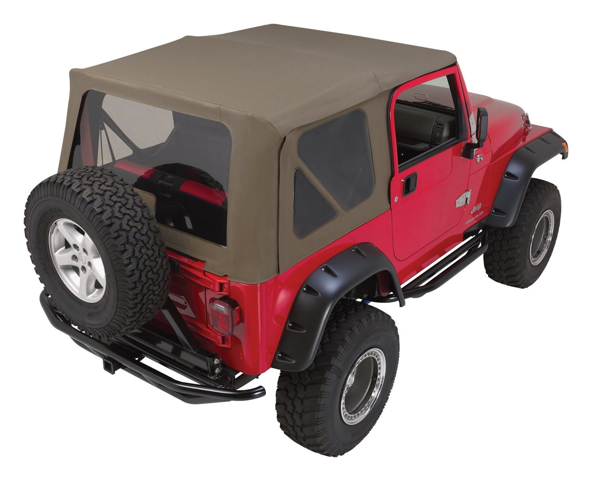 Soft Top 1997-2006 TJ Wrangler w/o Unlimited Package w/Full Steel Doors Khaki Diamond w/Frames/Hardware RT Off Road