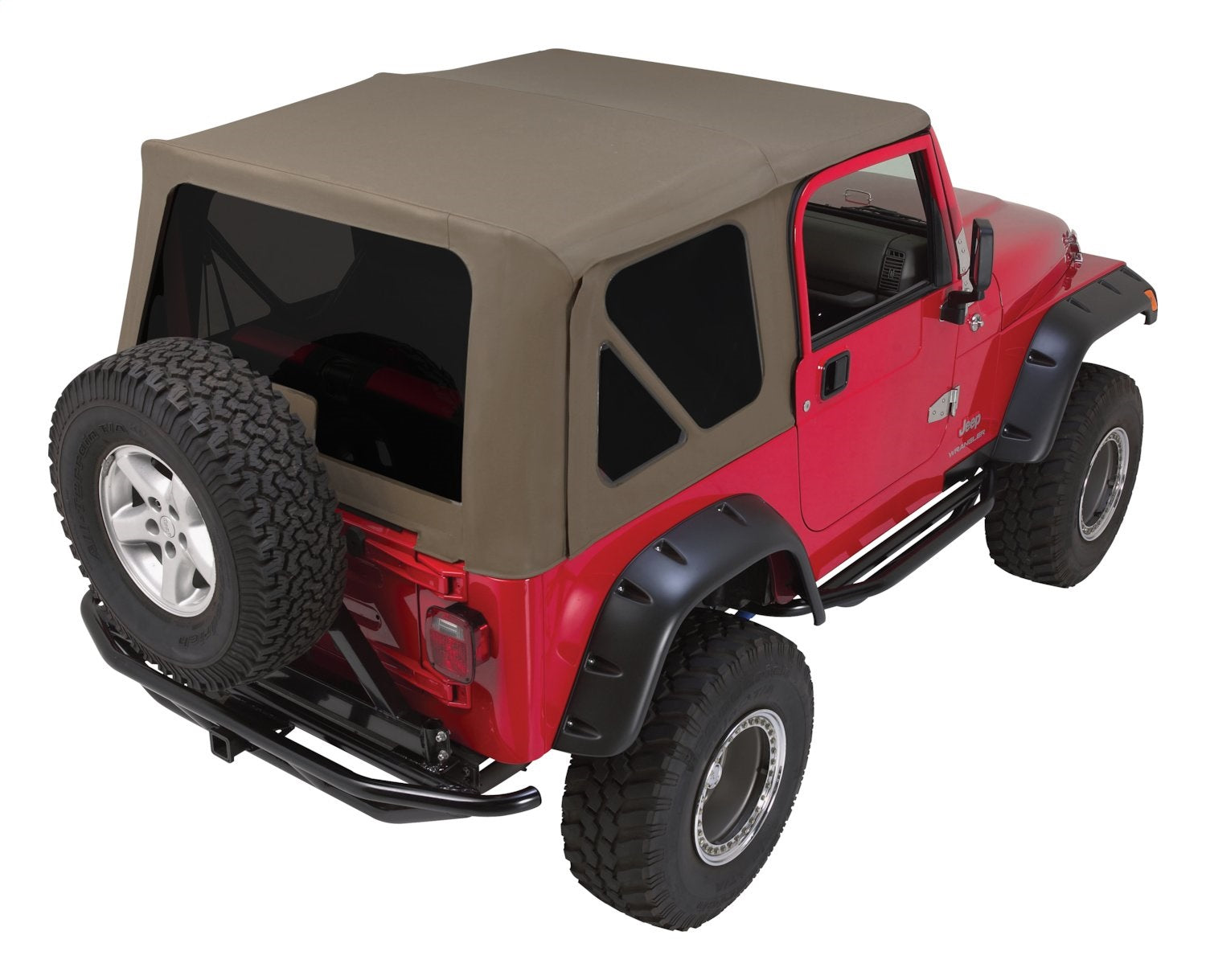 Soft Top 1997-2006 TJ Wrangler Khaki Diamond For Use w/Full Steel Doors w/Tinted Windows w/Frames/Soft Upper Doors/Hardware RT Off Road
