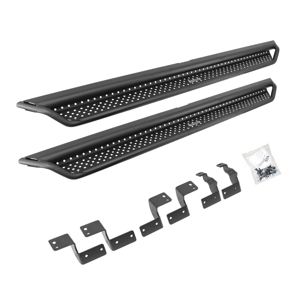 Dominator Xtreme D1 SideSteps With Mounting Bracket Kit Textured Black 2014-2024 Toyota 4Runner Go Rhino