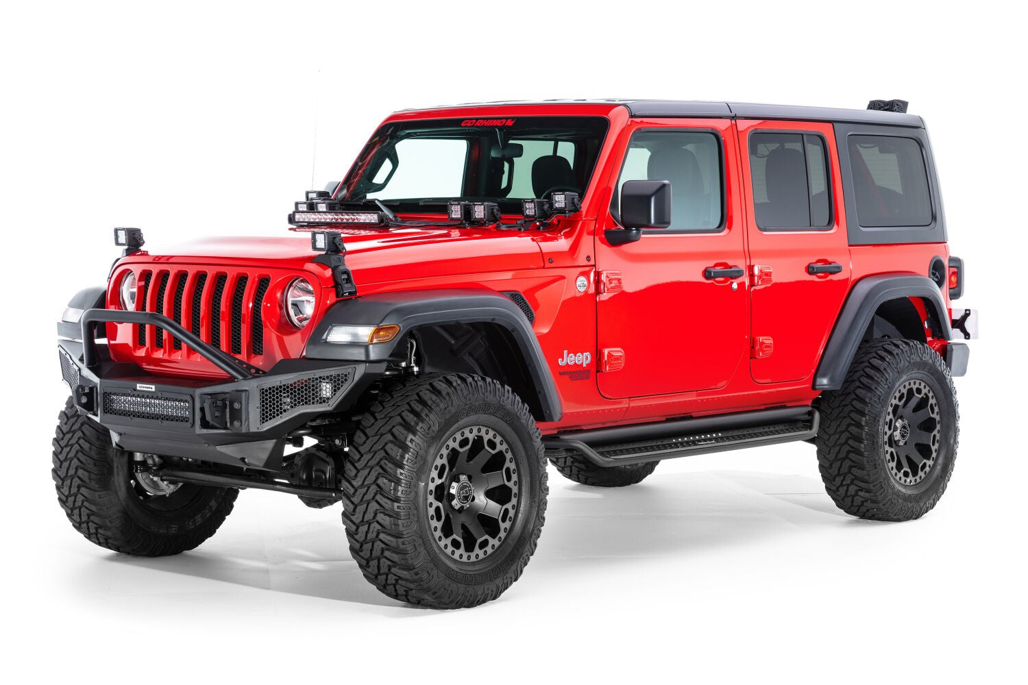 Dominator Xtreme D1 SideSteps With Mounting Bracket Kit Textured Black 2018-2026 Jeep Wrangler Go Rhino