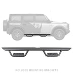 Domintator Extreme D2 Side Steps With Mounting Brackets Textured Black 2021-2025 Ford Bronco 4 Door Go Rhino