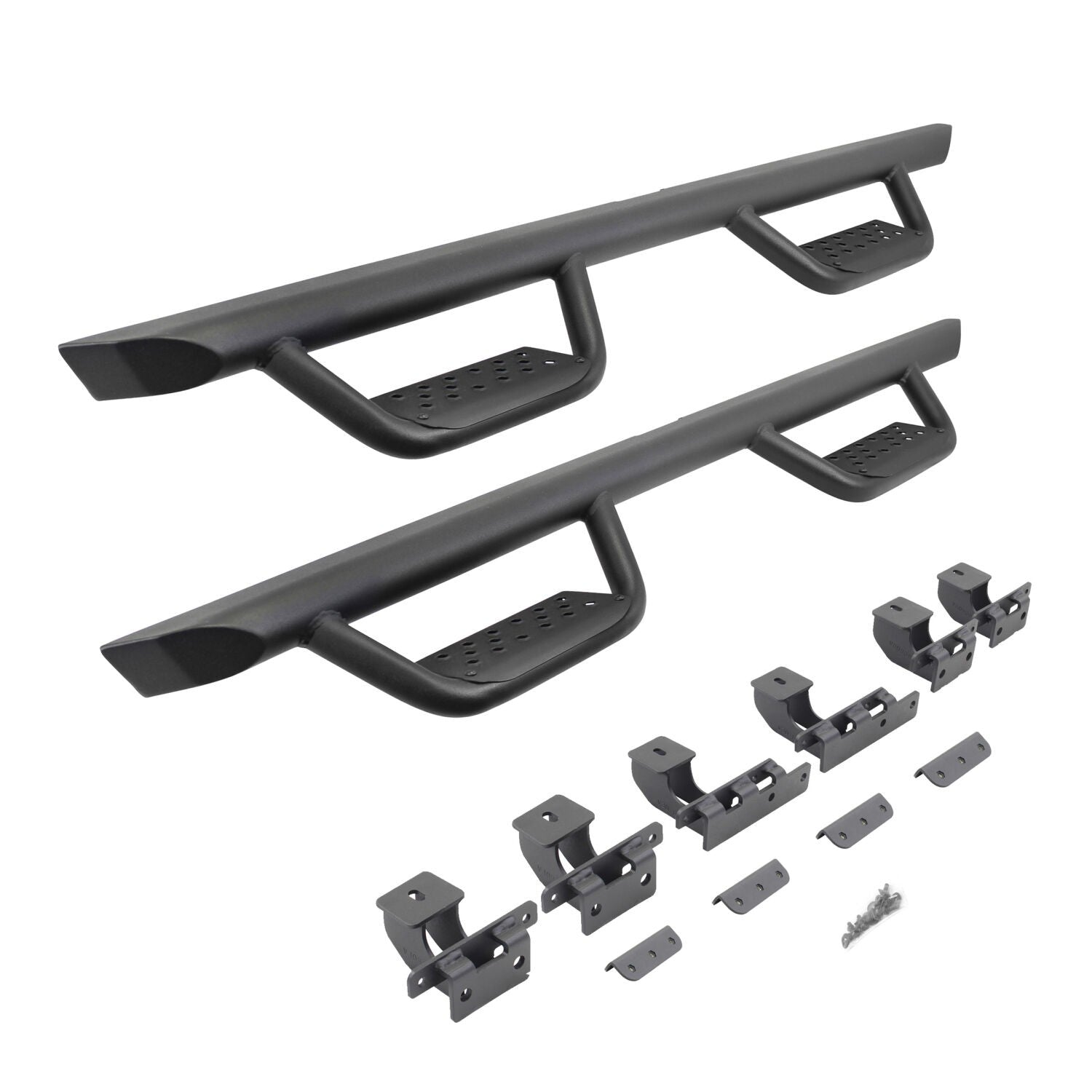 Domintator Extreme D2 Side Steps With Mounting Brackets Textured Black 2018-2026 Jeep Wrangler Go Rhino
