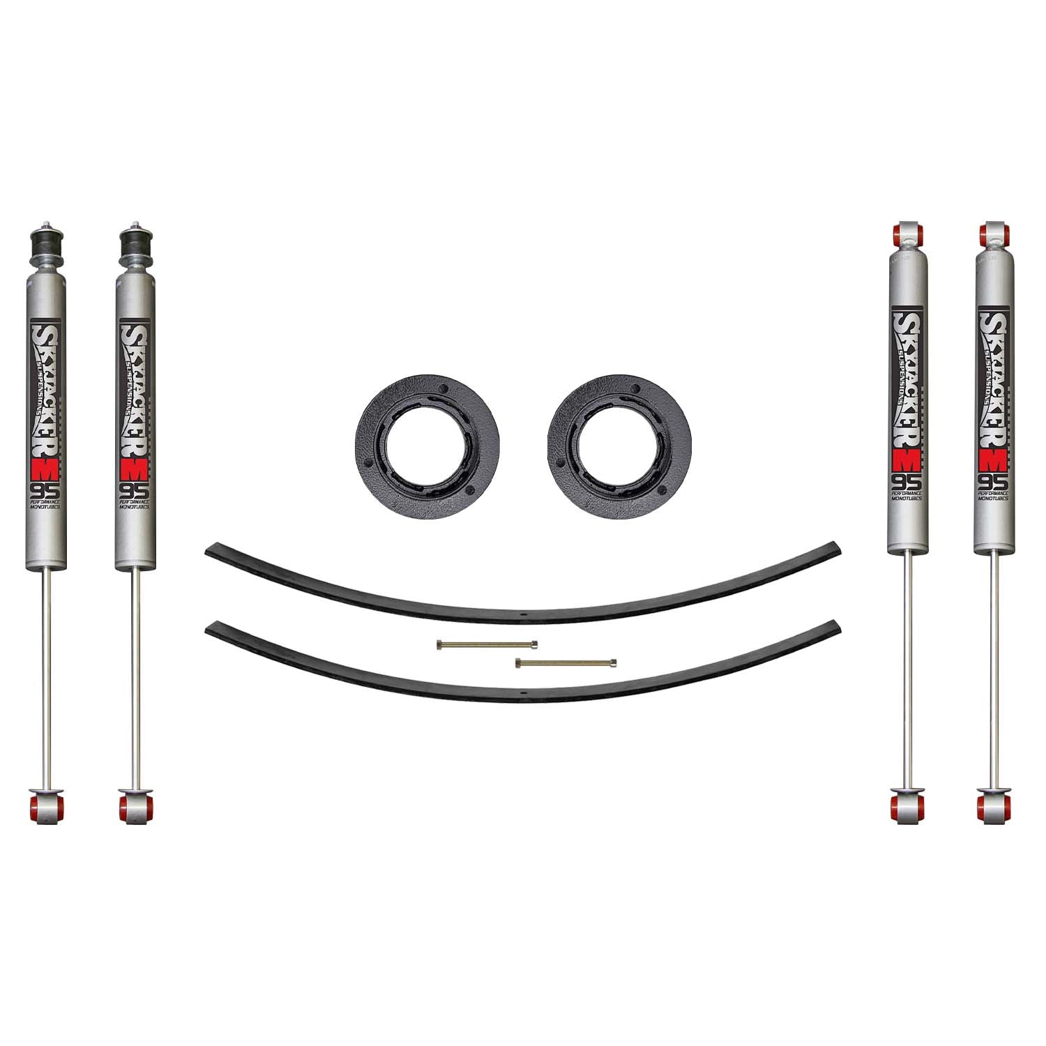 Suspension Lift Kit w/Shock M95 Performance Shocks 2.5 Inch Lift Incl. Front Spacer Kit Add-A-Leaf Skyjacker