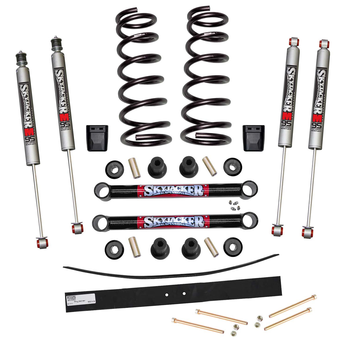Suspension Lift Kit w/Shock M95 Performance Shocks 2.5-3.5 Inch Lift Incl. Front Springs Add-A-Leafs Skyjacker