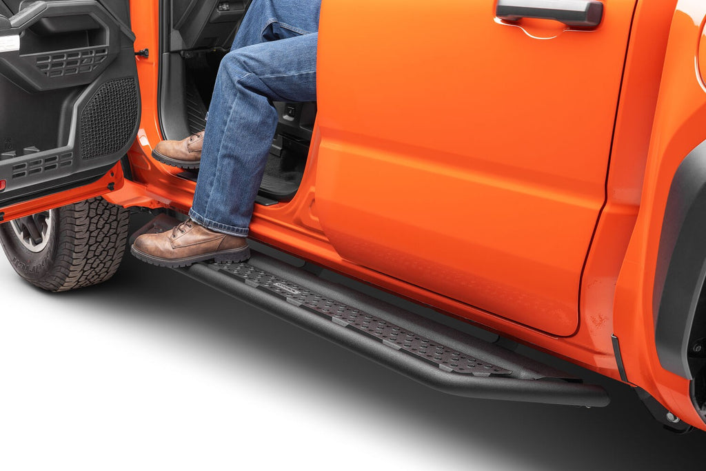 Dominator Xtreme D6 Steps with Rocker Panel Brackets Xtra Cab Texured Black 2024-2026 Toyota Tacoma Go Rhino