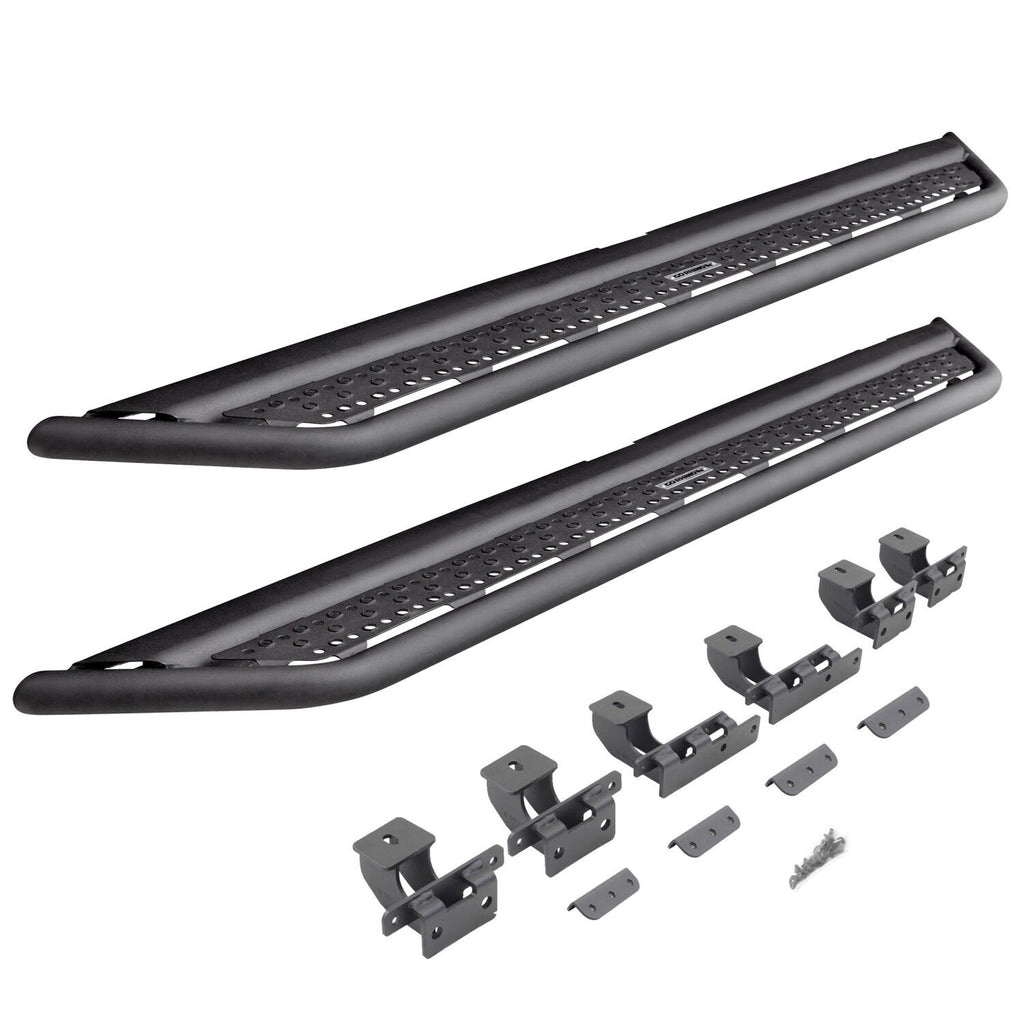 Dominator Xtreme D6 SideSteps With Mounting Bracket Kit Textured Black 2018-2026 Jeep Wrangler Go Rhino