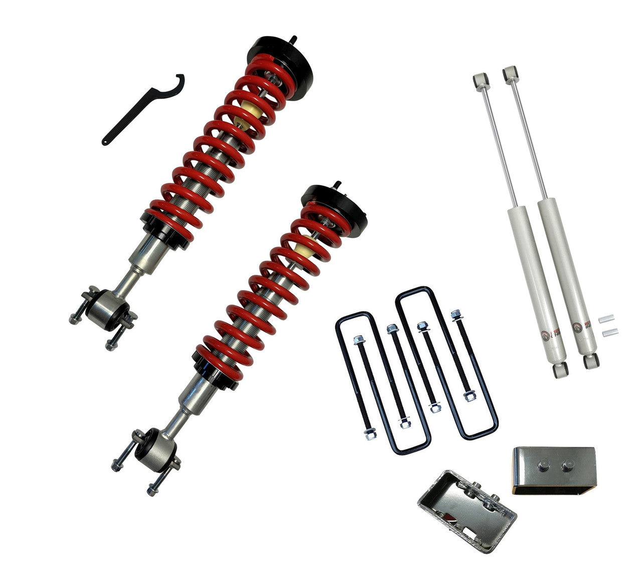 1-4 Inch Adjustable Coilovers/3 Inch Rear Blocks w/ U Bolts and Shocks Freedom Off-Road