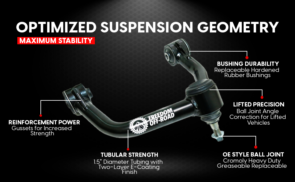 Front Upper Control Arms for 2-4 Inch Lift 01-06 Silverado/Sierra 1500 HD 01-10 Silverado 2500 HD/3500 HD Freedom Off-Road
