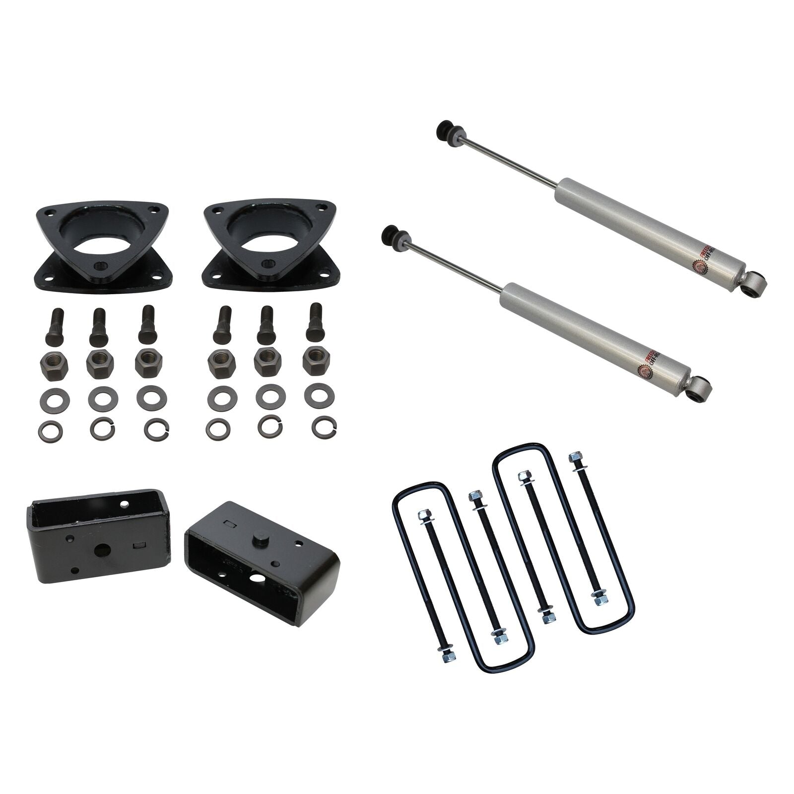 3 Inch Front Strut Spacers 2 Inch Rear Blocks w/U Bolts and Shocks 05-23 Tacoma Freedom Off-Road