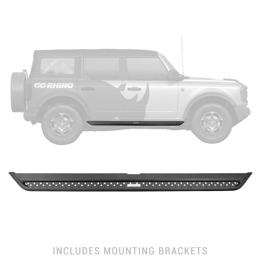Dominator Xtreme DSS SideSteps 73 Inch With Frame Mounted Bracket Kit Textured Black 2021-2025 Ford Bronco Go Rhino