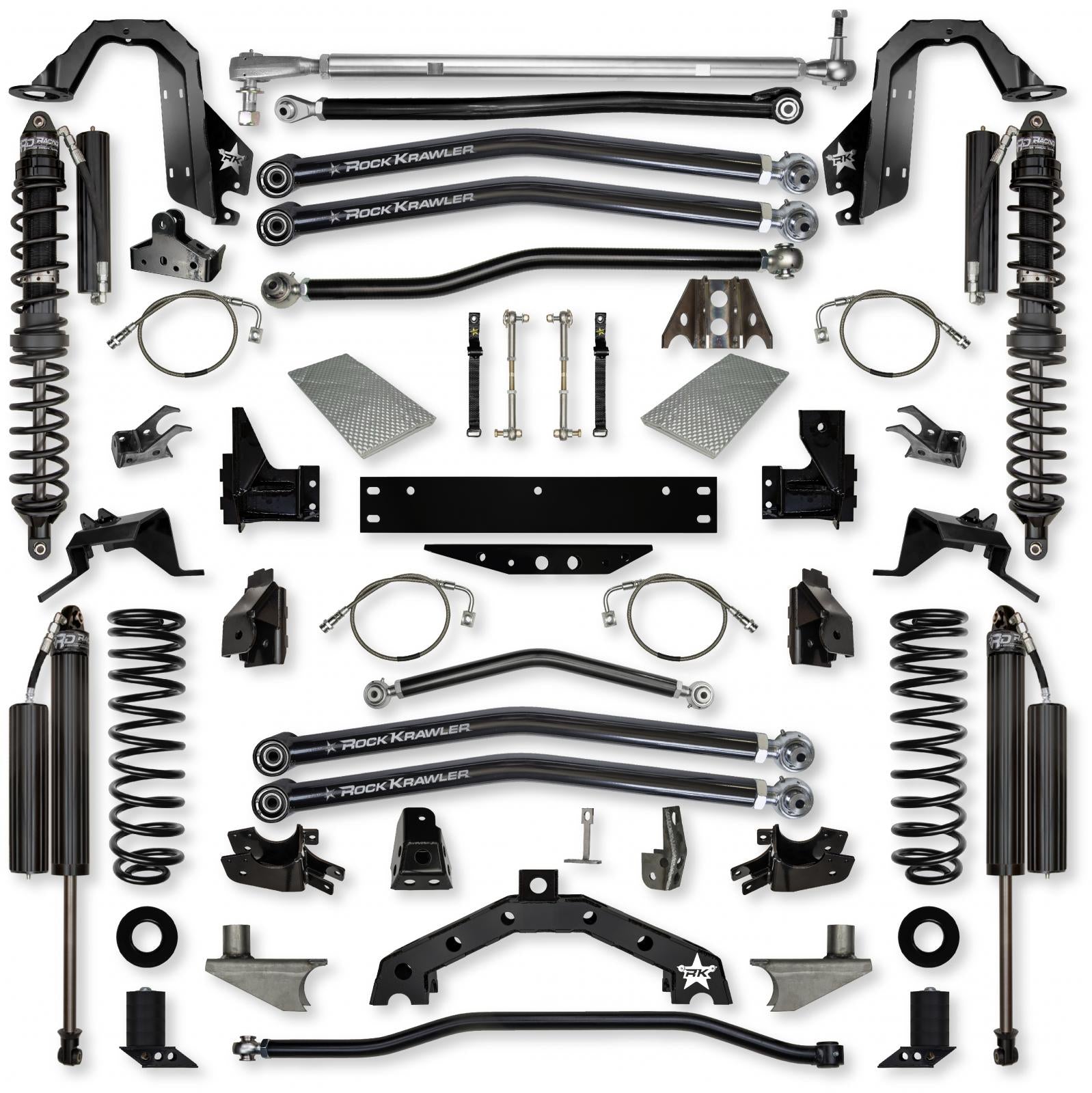 4.5 Inch X-Factor X2 Rear 6 Inch Stretch Coilover Long-Arm Suspension System for Jeep Wrangler JK Rock Krawler