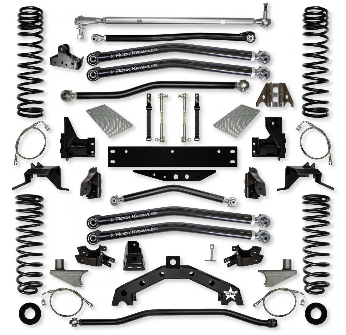 4.5 Inch X-Factor X2 Rear 6 Inch Stretch Long-Arm Suspension System for Jeep Wrangler JK With No Shocks Rock Krawler