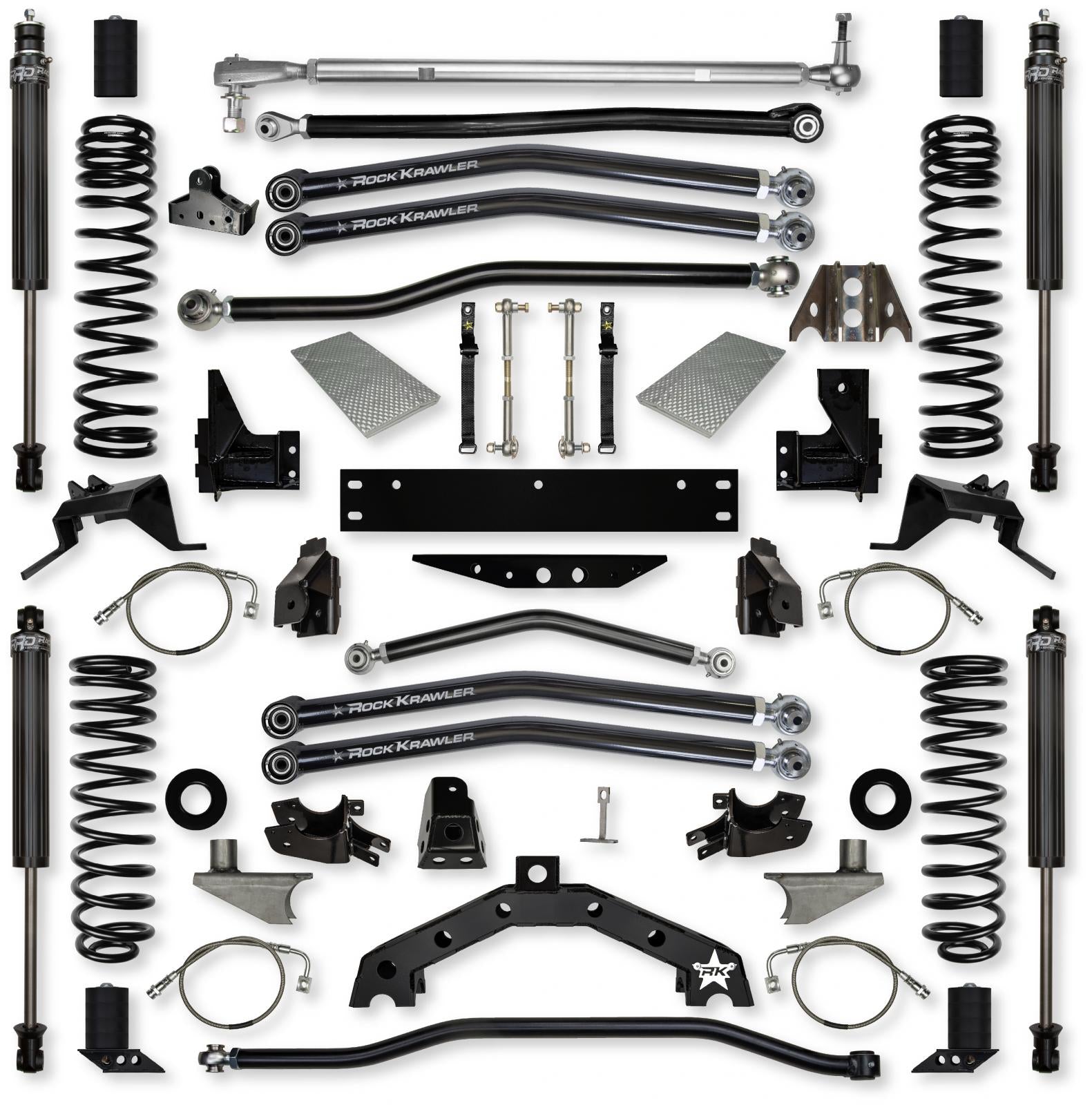 4.5 Inch X-Factor X2 Rear 6 Inch Stretch Long-Arm Suspension System for Jeep Wrangler JK With IFP Shocks Rock Krawler