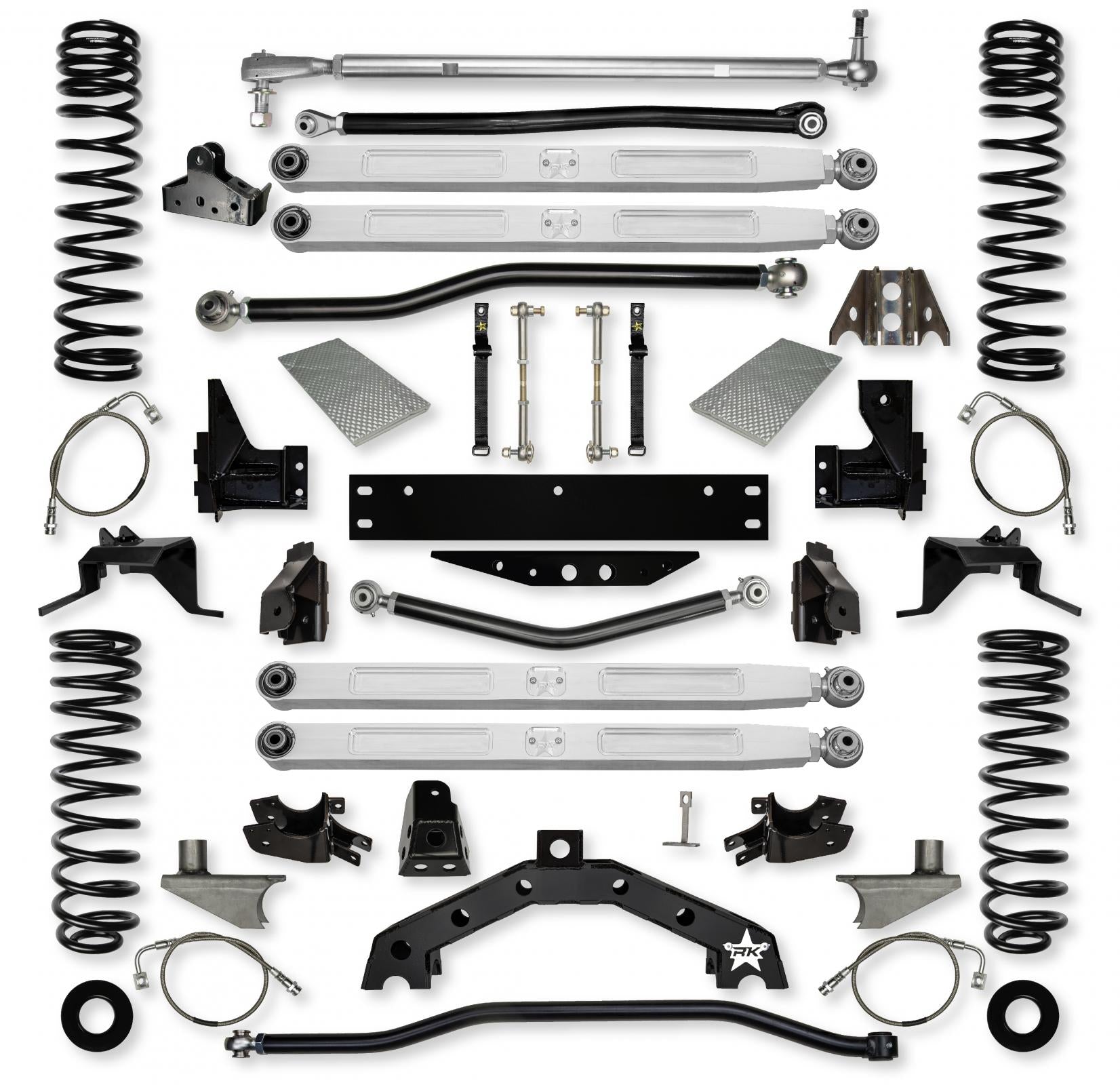 4.5 Inch X Factor X2 Pro Elite 6 Inch Stretch Long-Arm Suspension System For Jeep Wrangler JK With No Shocks Rock Krawler