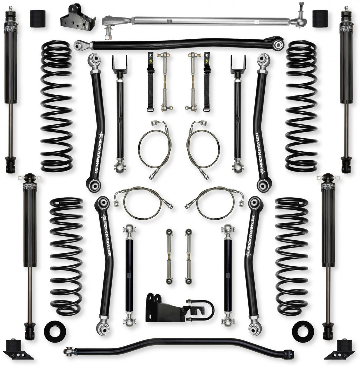 4.5 Inch X-Factor Mid-Arm Suspension System for Jeep Wrangler JK With IFP Shocks Rock Krawler
