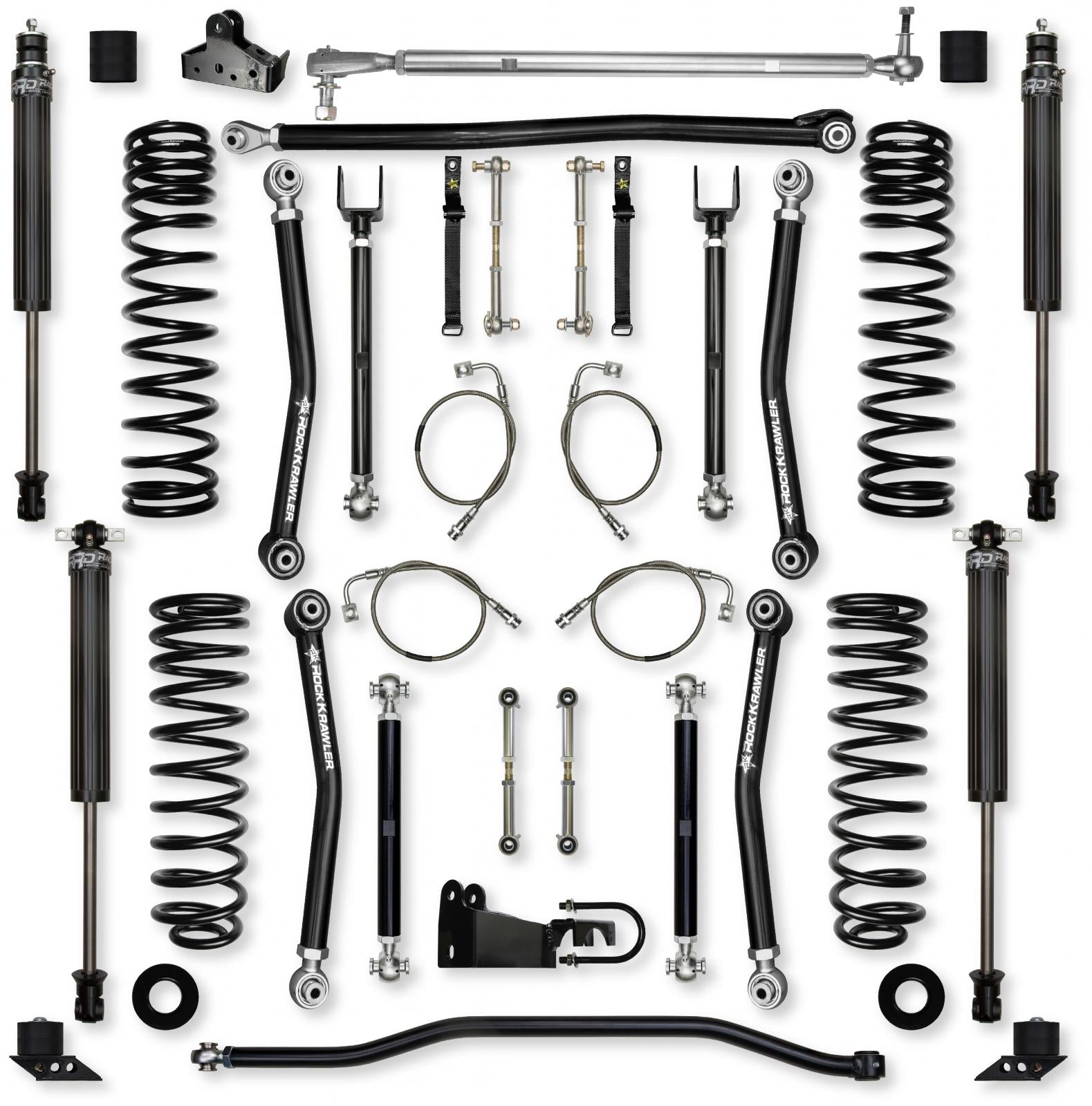 4.5 Inch X-Factor Mid-Arm Suspension System for Jeep Wrangler JKU With IFP Shocks Rock Krawler