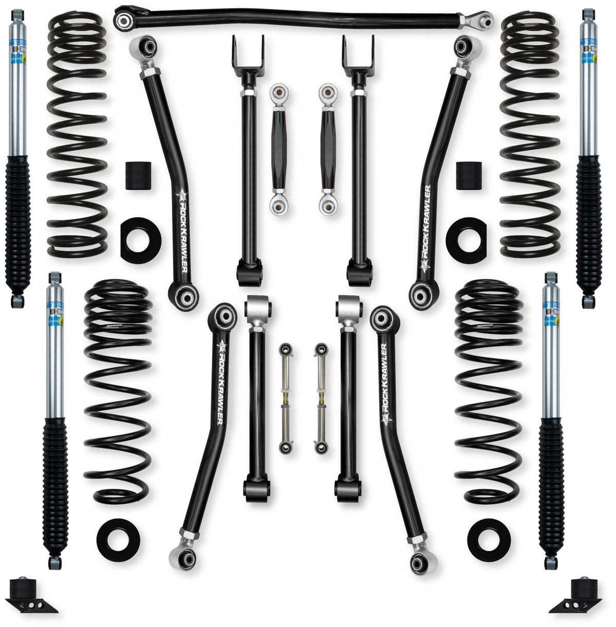 2.5 Inch Adventure X No Limits Mid-Arm Suspension System for Jeep Wrangler JLU 392 Models With Bilstein Shocks Rock Krawler