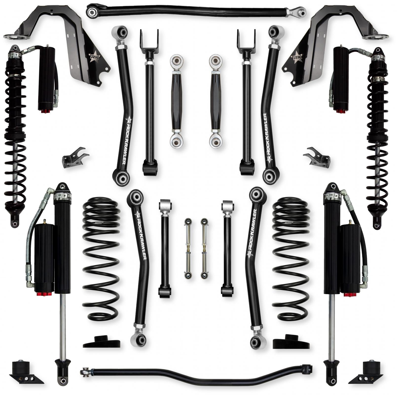 2.5 Inch Adventure X Coilover No Limits Mid-Arm Suspension System for Jeep Wrangler JLU 392 Models Comp System Stage 2 Rock Krawler