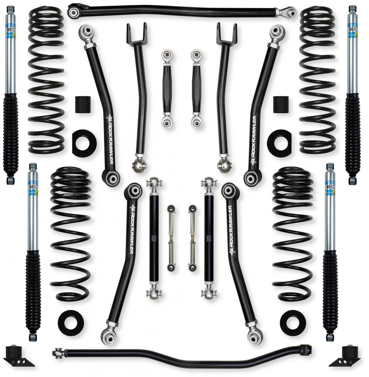 2.5 Inch X-Factor No Limits Mid-Arm Suspension System for Jeep Wrangler JLU 392 Models With Bilstein Shocks Rock Krawler