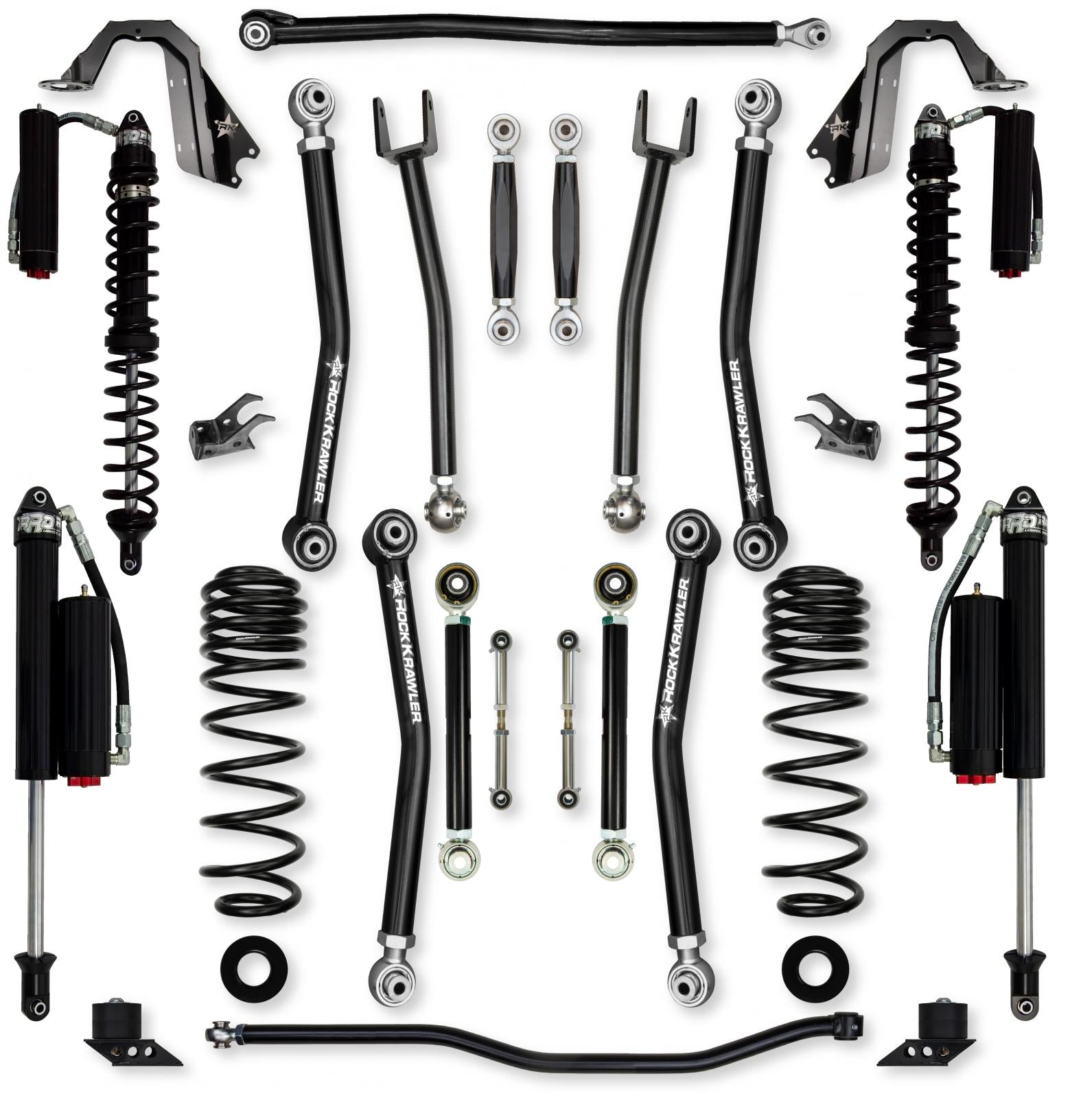 2.5 Inch X-Factor Coilover No Limits Mid-Arm Suspension System for Jeep Wrangler JLU 392 Models Comp Stage 2 Rock Krawler