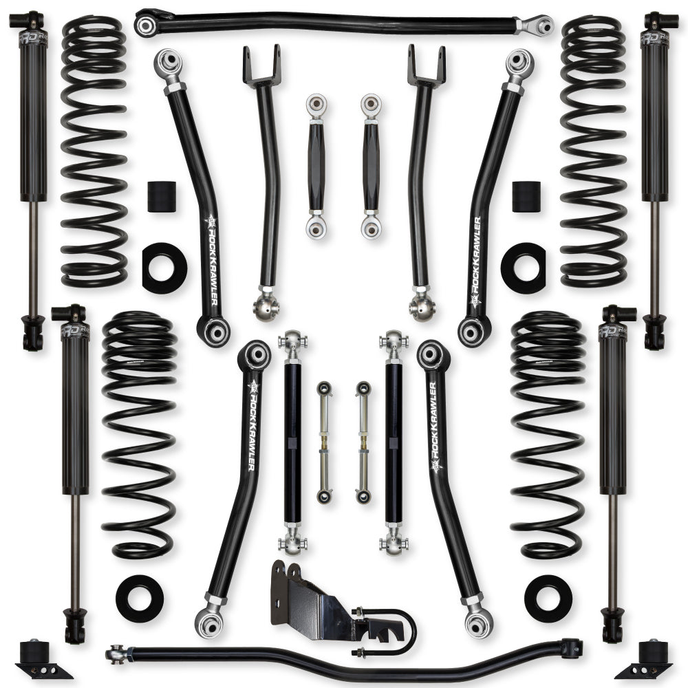 2.5 Inch X-Factor No Limits Mid-Arm Suspension System for Jeep Wrangler JLU 4XE Models With IFP Shocks Rock Krawler