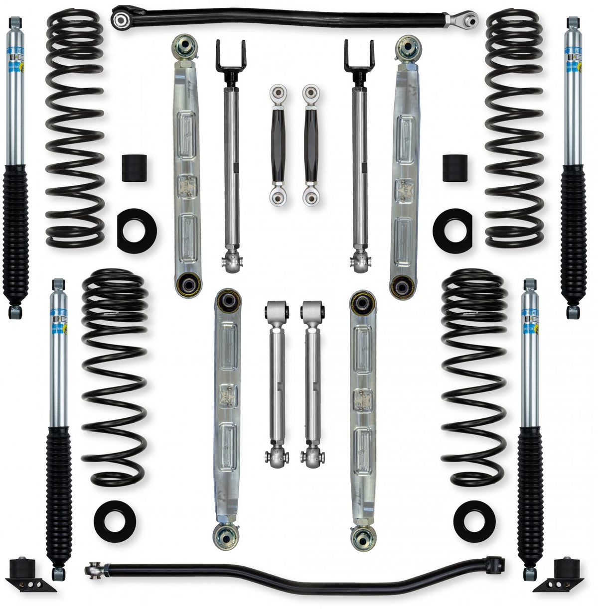 2.5 Inch X-Factor Pro Elite No Limits Mid-Arm Suspension System for Jeep Wrangler JLU 392 Models With Bilstein Shocks Rock Krawler