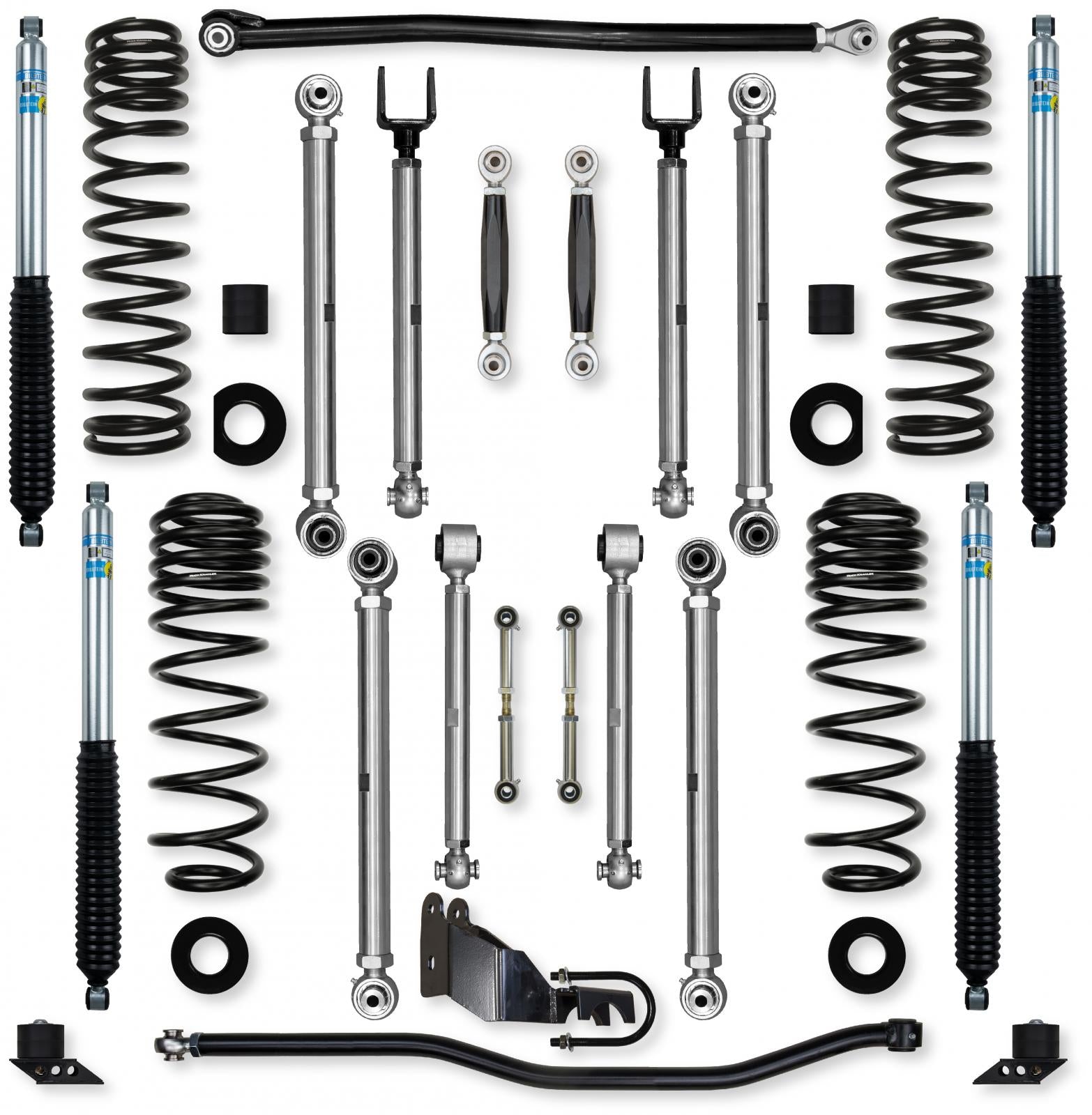 2.5 Inch X-Factor PRO No Limits Mid-Arm Suspension System for Jeep Wrangler JLU Diesel Models With Bilstein Shocks Rock Krawler