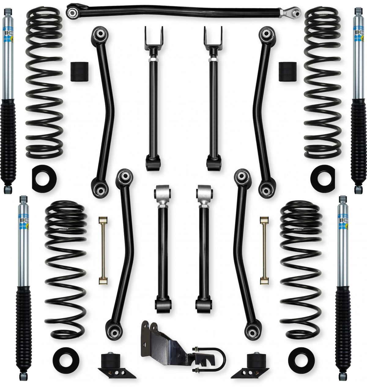 2.5 Inch Ultimate Adventure Mid-Arm Suspension System for Jeep Wrangler JLU 4XE Models With Bilstein Shocks Rock Krawler