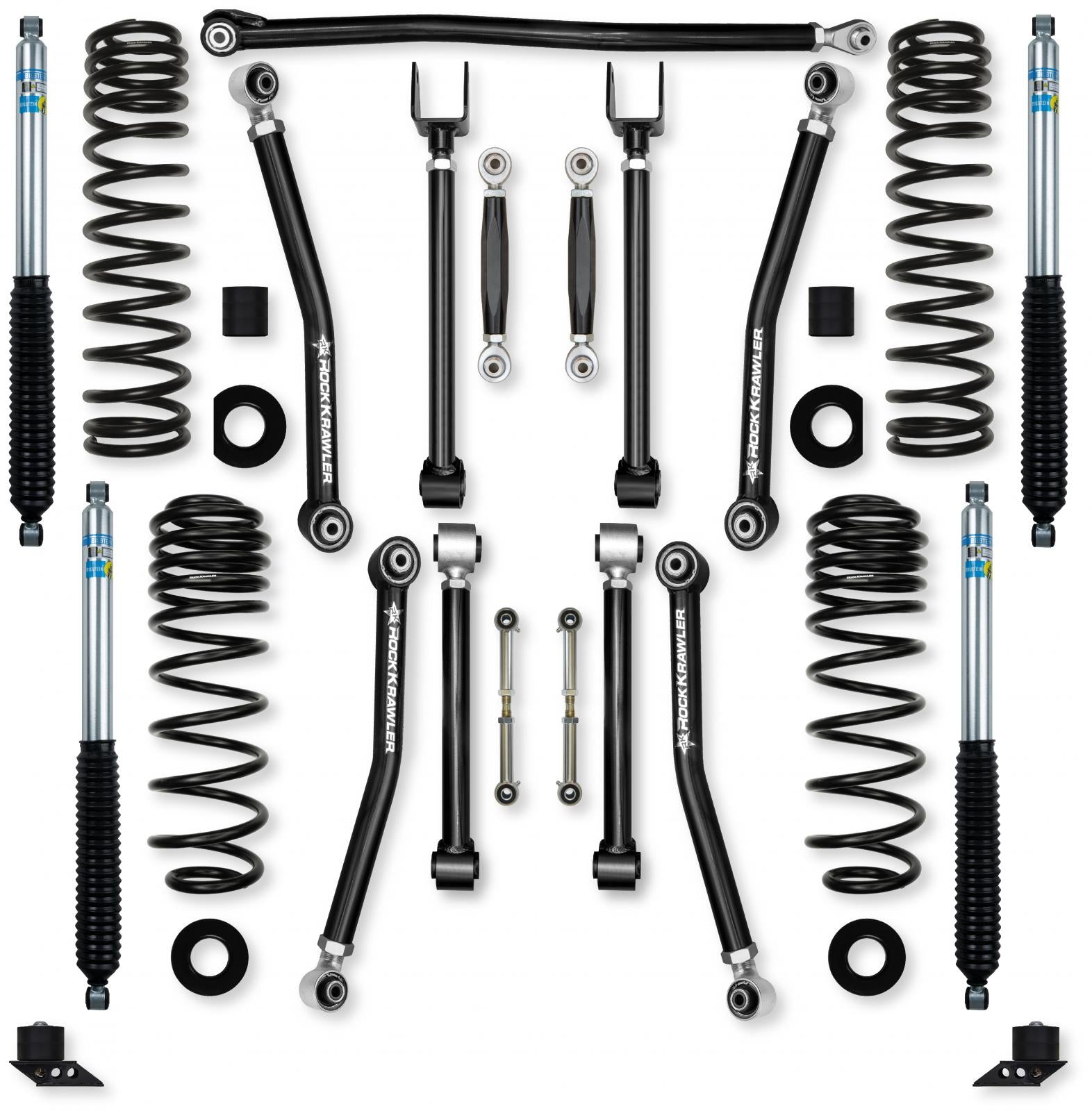 3.5 Inch Adventure X No Limits Mid-Arm Suspension System for Jeep Wrangler JLU 392 Models With Bilstein Shocks Rock Krawler