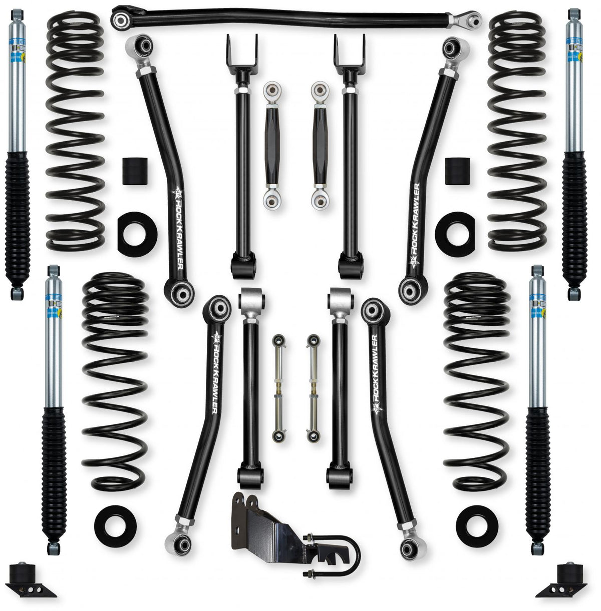 3.5 Inch Adventure X No Limits Mid-Arm Suspension System for Jeep Wrangler JLU 4XE Models With Bilstein Shocks Rock Krawler