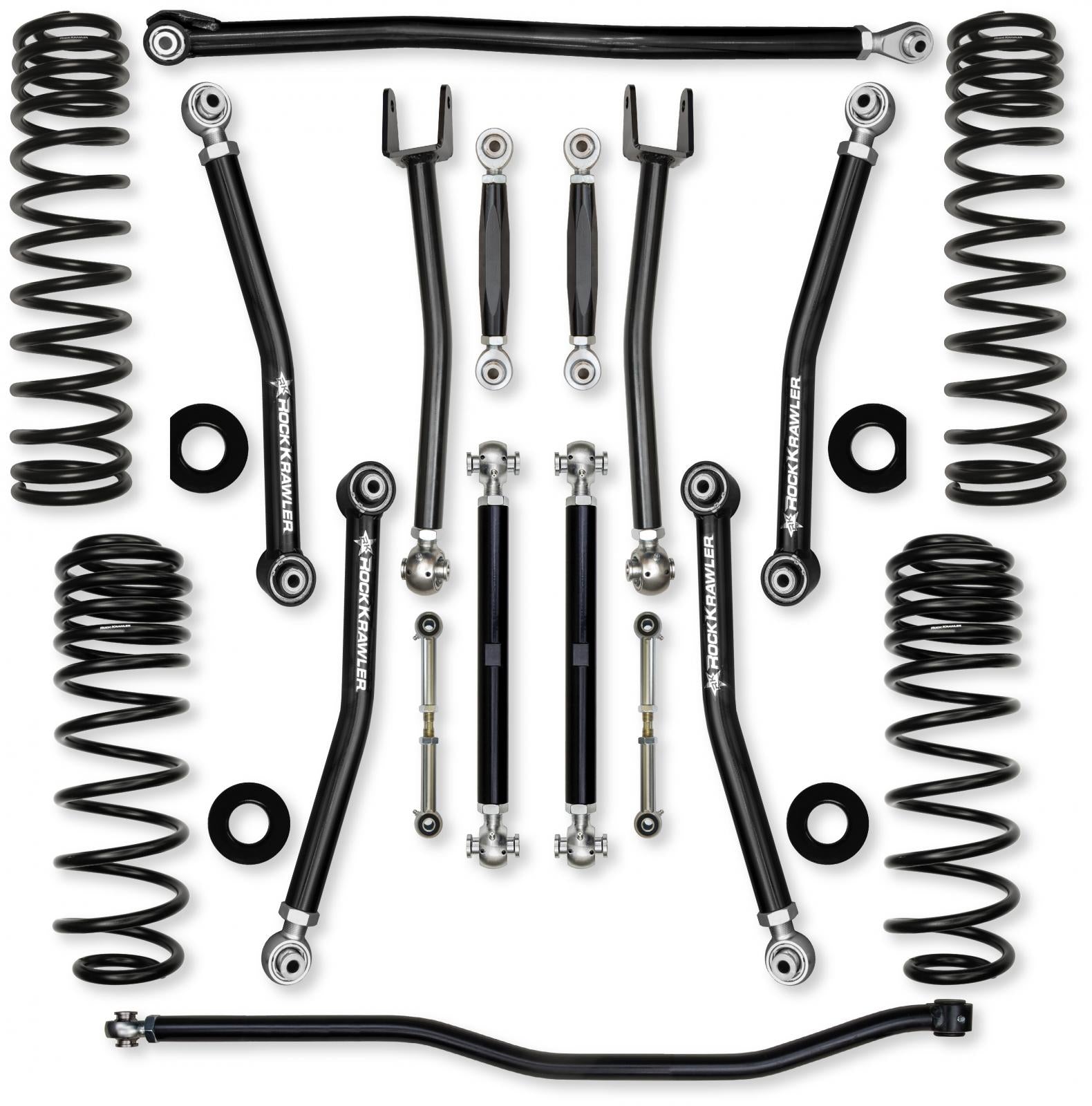 3.5 Inch X-Factor No Limits Mid-Arm Suspension System for Jeep Wrangler JLU 392 Models With No Shocks Rock Krawler