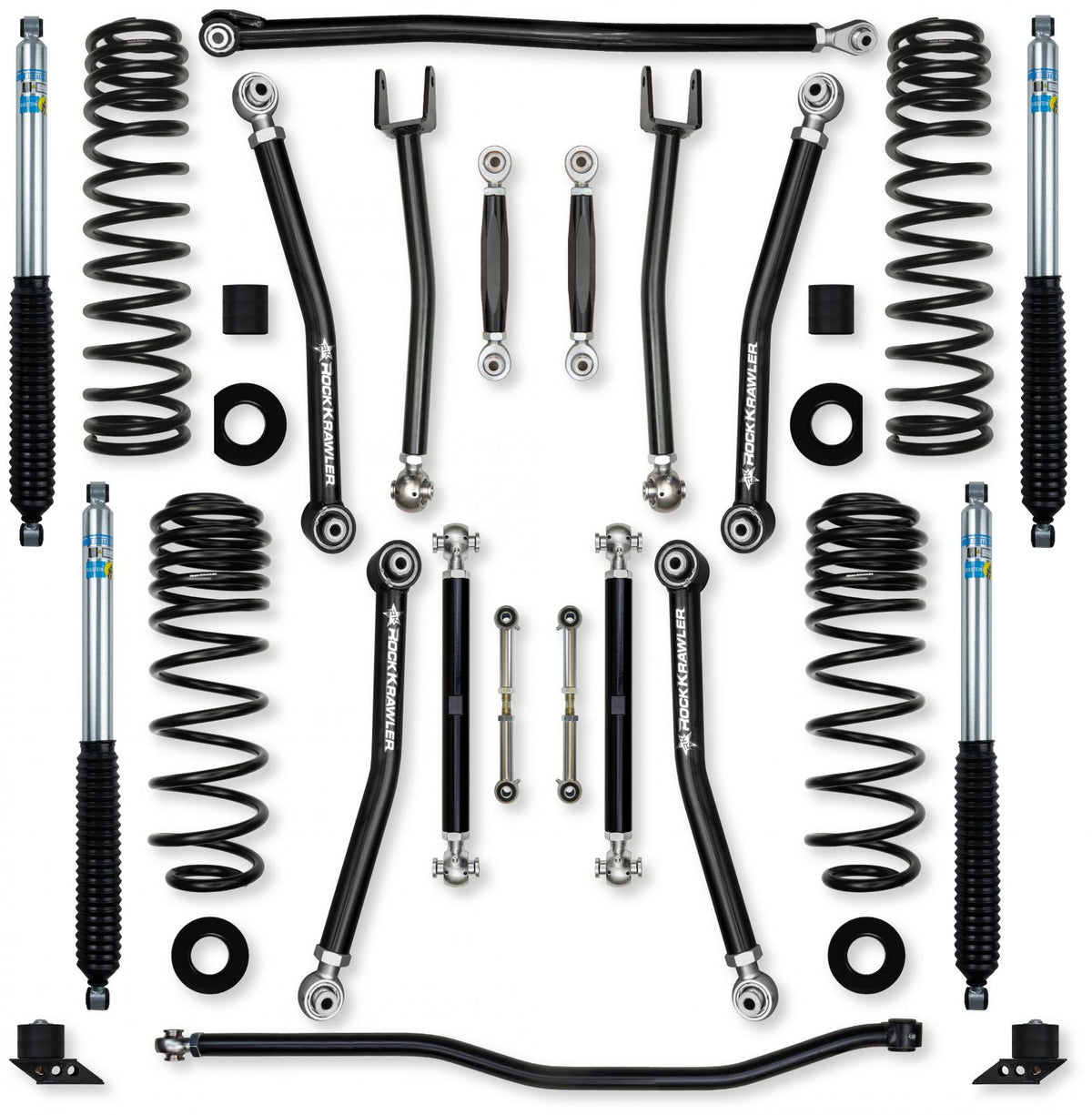 3.5 Inch X-Factor No Limits Mid-Arm Suspension System for Jeep Wrangler JLU 392 Models With Bilstein Shocks Rock Krawler